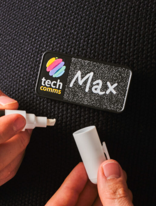 Always Recycled Chalkboard Name Badge – Rectangular Right Window